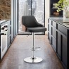 Armen Living Asher Adjustable Faux Leather and Chrome Finish Bar Stool Black