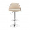 Armen Living Asher Adjustable Faux Leather and Chrome Finish Bar Stool Cream Front