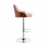 Armen Living Asher Adjustable Faux Leather and Chrome Finish Bar Stool Cream Side