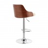 Armen Living Asher Adjustable Faux Leather and Chrome Finish Bar Stool Cream Back Angle