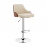 Armen Living Asher Adjustable Faux Leather and Chrome Finish Bar Stool Cream Front