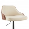 Armen Living Asher Adjustable Faux Leather and Chrome Finish Bar Stool Cream Side Angle