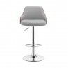 Armen Living Asher Adjustable Faux Leather and Chrome Finish Bar Stool Gray Front