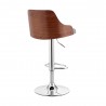 Armen Living Asher Adjustable Faux Leather and Chrome Finish Bar Stool Gray Back Angle