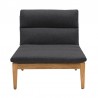 Armen Living Arno Outdoor Modular Teak Wood Lounge Chair with Charcoal Olefin- Front View