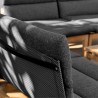 Armen Living Arno Outdoor Modular Teak Wood Lounge Chair with Charcoal Olefin- Side Top View