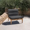 Armen Living Arno Outdoor Modular Teak Wood Lounge Chair with Charcoal Olefin