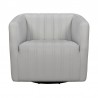 Aries Dove Gray Genuine Leather Swivel Barrel Chair 3