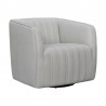 Aries Dove Gray Genuine Leather Swivel Barrel Chair 1