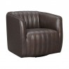 Aries Espresso Genuine Leather Swivel Barrel Chair 05