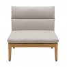Armen Living Arno Outdoor Modular Teak Wood Lounge Chair with Beige Olefin- Front View