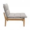 Armen Living Arno Outdoor Modular Teak Wood Lounge Chair with Beige Olefin- Side View