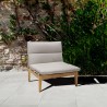 Armen Living Arno Outdoor Modular Teak Wood Lounge Chair with Beige Olefin