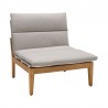 Armen Living Arno Outdoor Modular Teak Wood Lounge Chair with Beige Olefin- Side 