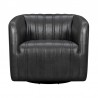 Aries Pewter Genuine Leather Swivel Barrel Chair 2