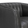 Aries Pewter Genuine Leather Swivel Barrel Chair 3