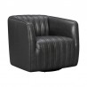 Aries Pewter Genuine Leather Swivel Barrel Chair 1