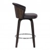 Armen Living Ashley Wood Back 30" Swivel Brown Faux Leather Bar Stool 003