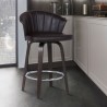 Armen Living Ashley Wood Back 26" Swivel Brown Faux Leather Bar Stool