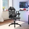 Aspect Adjustable Racing Gaming Chair in Black Faux Leather and Red Mesh with Lumbar Support Pillow