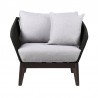 Armen Living Athos Indoor Outdoor Club Chair in Dark  Eucalyptus Wood with Latte Rope and Grey Cushions- Front