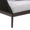 Armen Living Athos Indoor Outdoor Club Chair in Dark  Eucalyptus Wood with Latte Rope and Grey Cushions- Legs View