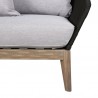 Armen Living Athos Indoor Outdoor Club Chair in Light Eucalyptus Wood with Latte Rope and Grey Cushions- Legs View