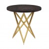 Armen Living Atala Brown Veneer End Table with Brushed Gold Legs