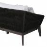 Armen Living Athos Indoor Outdoor 3 Seater Sofa in Dark Eucalyptus Wood with Latte Rope and Grey Cushions- Back Half