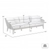Armen Living Athos Indoor Outdoor 3 Seater Sofa in Dark Eucalyptus Wood with Latte Rope and Grey Cushions - With Dimensions