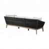 Armen Living Athos Indoor Outdoor 3 Seater Sofa in Light Eucalyptus Wood with Latte Rope and Grey Cushions- Sofa Back