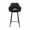 Armen Living Aura Black Faux Leather and Black Metal Swivel 30" Bar Stool Front