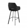 Armen Living Aura Black Faux Leather and Black Metal Swivel 30" Bar Stool Back Angle