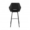 Armen Living Aura Black Faux Leather and Black Metal Swivel 30" Bar Stool Back