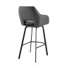 Armen Living Aura Gray Faux Leather and Black Metal Swivel 26" Counter Stool Back Angle