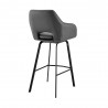 Armen Living Aura Gray Faux Leather and Black Metal Swivel 30" Bar Stool Back Angle