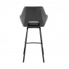 Armen Living Aura Gray Faux Leather and Black Metal Swivel 26" Counter Stool Back