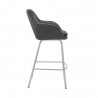 Armen Living Aura Gray Faux Leather and Brushed Stainless Steel Swivel 30" Bar Stool Side View