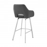 Armen Living Aura Gray Faux Leather and Brushed Stainless Steel Swivel 26" Counter Stool Back Side View