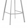 Armen Living Aura Gray Faux Leather and Brushed Stainless Steel Swivel 26" Counter Stool Legs