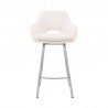 Armen Living Aura White Faux Leather and Brushed Stainless Steel Swivel 30" Bar Stool Front