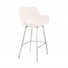 Armen Living Aura White Faux Leather and Brushed Stainless Steel Swivel 26" Counter Stool Back