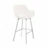 Armen Living Aura White Faux Leather and Brushed Stainless Steel Swivel 30" Bar Stool Back - Armen Living Aura White Faux Leather and Brushed Stainless Steel Swivel 30" Bar Stool Back