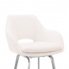 Armen Living Aura White Faux Leather and Brushed Stainless Steel Swivel 26" Counter Stool Half