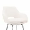 Armen Living Aura White Faux Leather and Brushed Stainless Steel Swivel 30" Bar Stool Half - Armen Living Aura White Faux Leather and Brushed Stainless Steel Swivel 30" Bar Stool Half