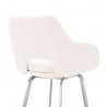 Armen Living Aura White Faux Leather and Brushed Stainless Steel Swivel 26" Counter Stool Back Side View