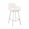 Armen Living Aura White Faux Leather and Brushed Stainless Steel Swivel 30" Bar Stool Front Side View - Armen Living Aura White Faux Leather and Brushed Stainless Steel Swivel 30" Bar Stool Front Side View
