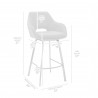 Armen Living Aura White Faux Leather and Brushed Stainless Steel Swivel 26" Counter Stool Back Seat Dimension