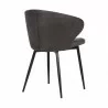 Armen Living Ava Contemporary Dining Chair in Black Powder Coated Finish and Gray Faux Leather Back - Armen Living Ava Contemporary Dining Chair in Black Powder Coated Finish and Gray Faux Leather Back