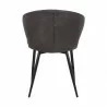 Armen Living Ava Contemporary Dining Chair in Black Powder Coated Finish and Gray Faux Leather Back - Armen Living Ava Contemporary Dining Chair in Black Powder Coated Finish and Gray Faux Leather Back